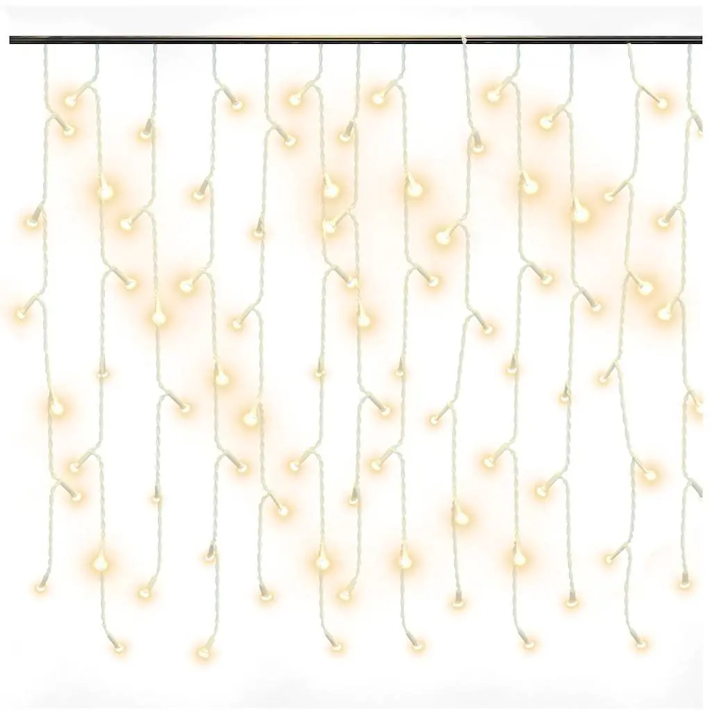 Icicle Curtain Lights Warm White 10m 400 LEDs Indoor Outdoor 8 Lighting Modes