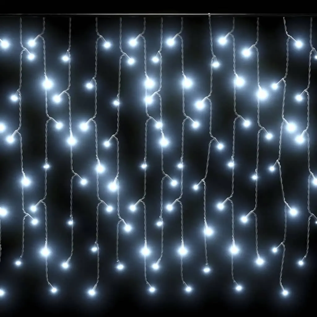 LED Icicle Curtain Lights Cold White 10m 400 LEDs 8 Lighting Effects Outdoor Indoor Decor