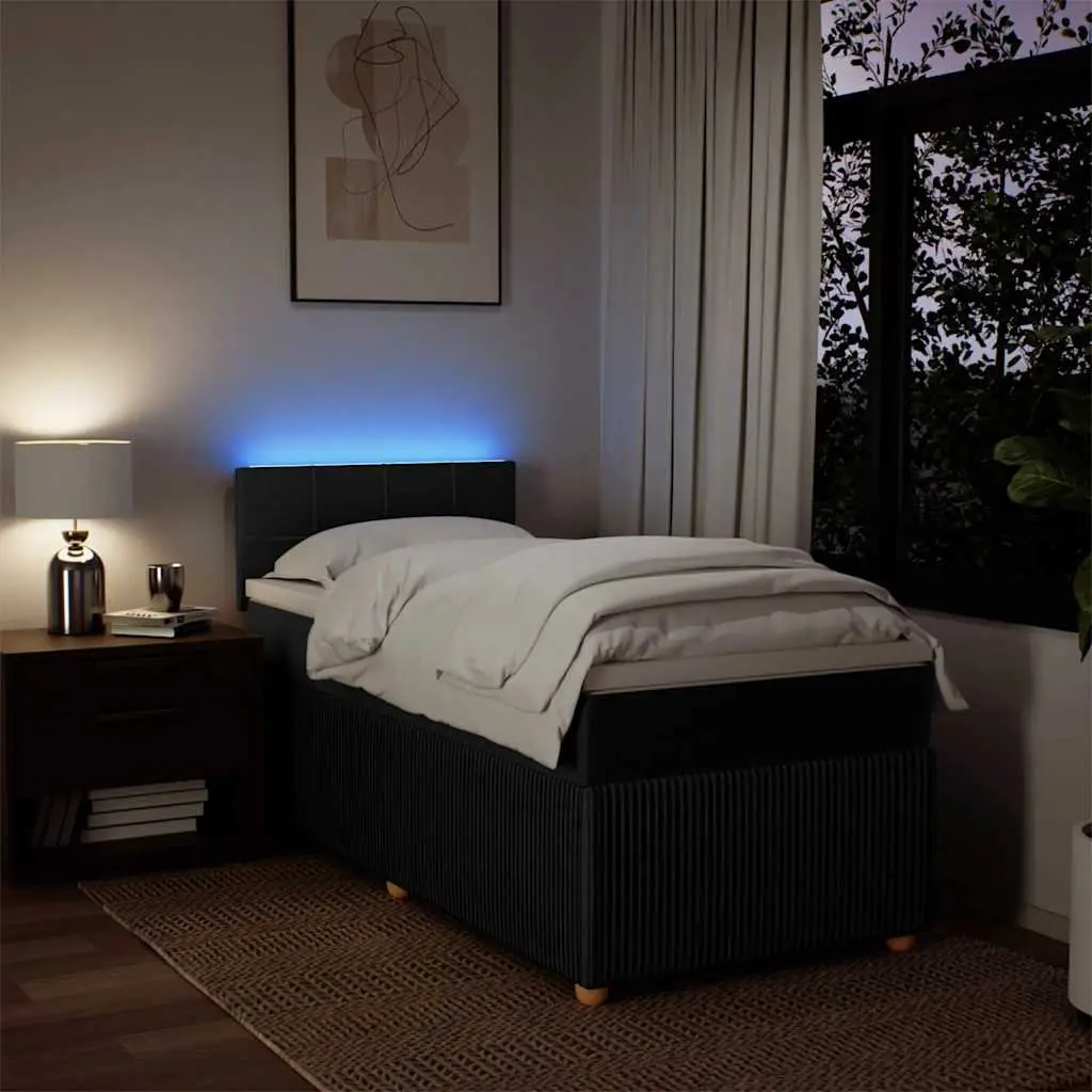 King Single Bed with Pocket Spring Mattress Dark Grey Adjustable LED Lights