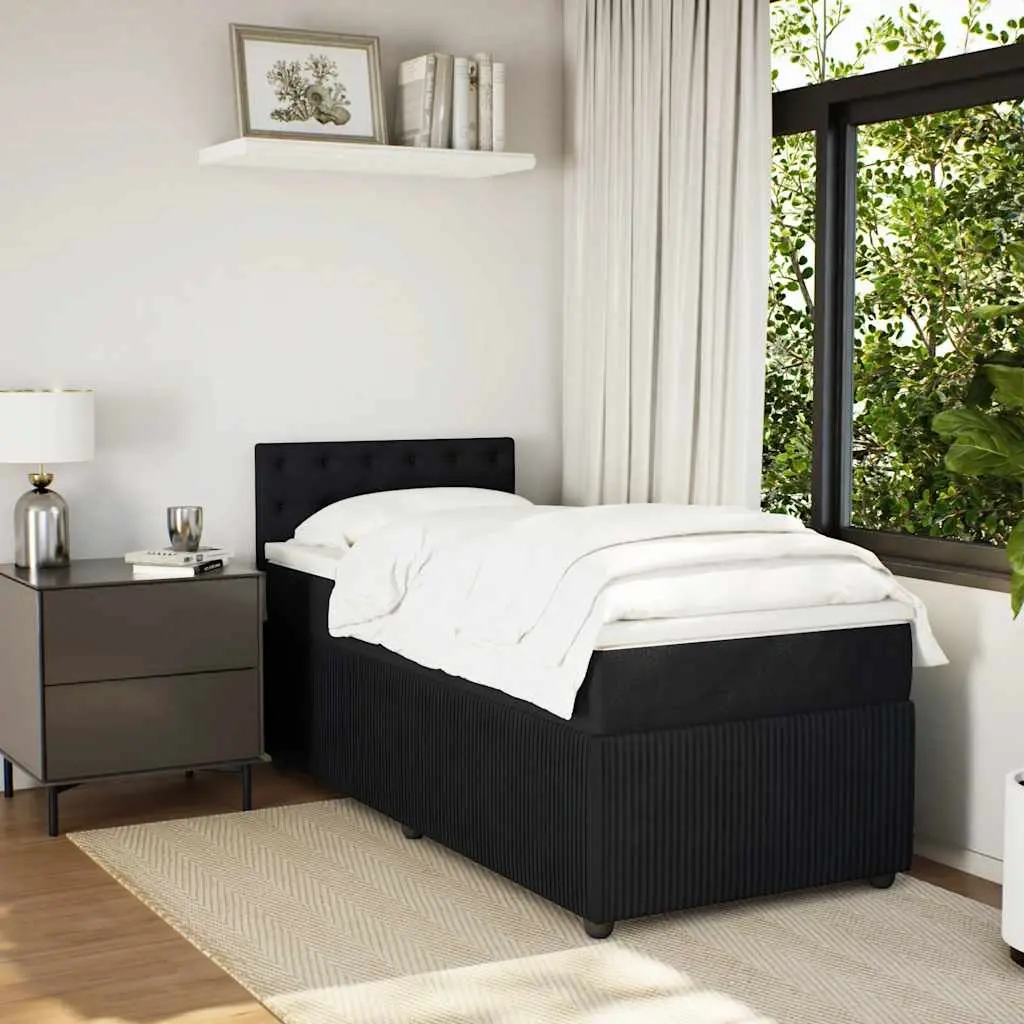 Box Spring Bed King Single Pocket Spring Mattress Dark Grey Fabric with LED Lights