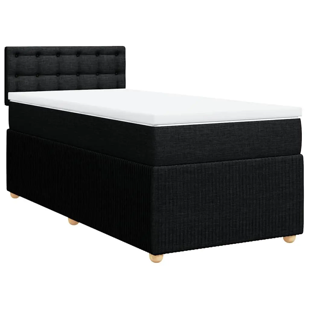 Box Spring Bed King Single Pocket Spring Mattress Dark Grey Fabric with LED Lights