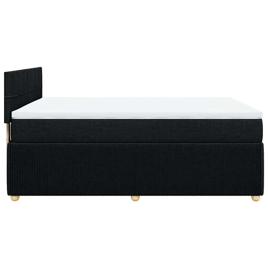 Box Spring Bed with Pocket Mattress LED Lights Double Fabric Dark Grey
