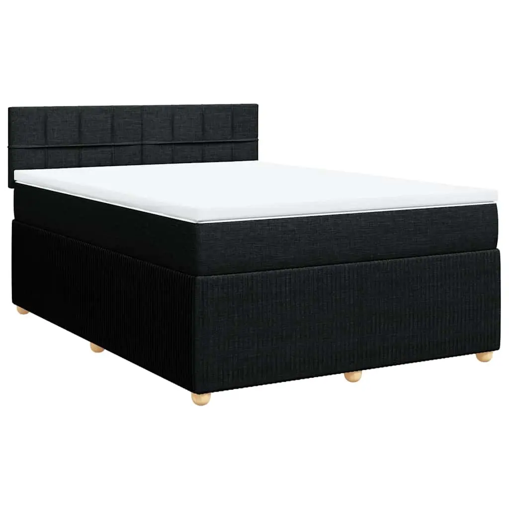 Box Spring Bed with Pocket Mattress LED Lights Double Fabric Dark Grey
