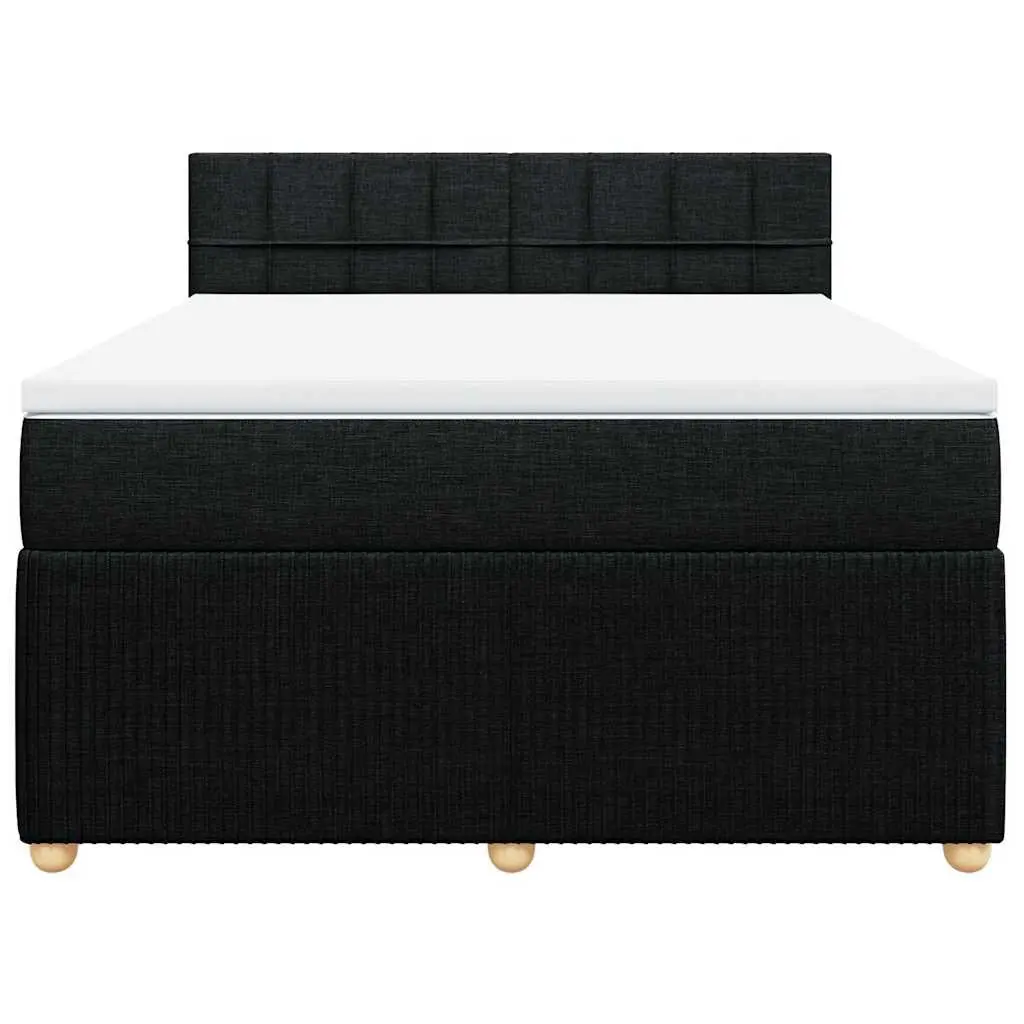 Box Spring Bed with Pocket Mattress LED Lights Double Fabric Dark Grey
