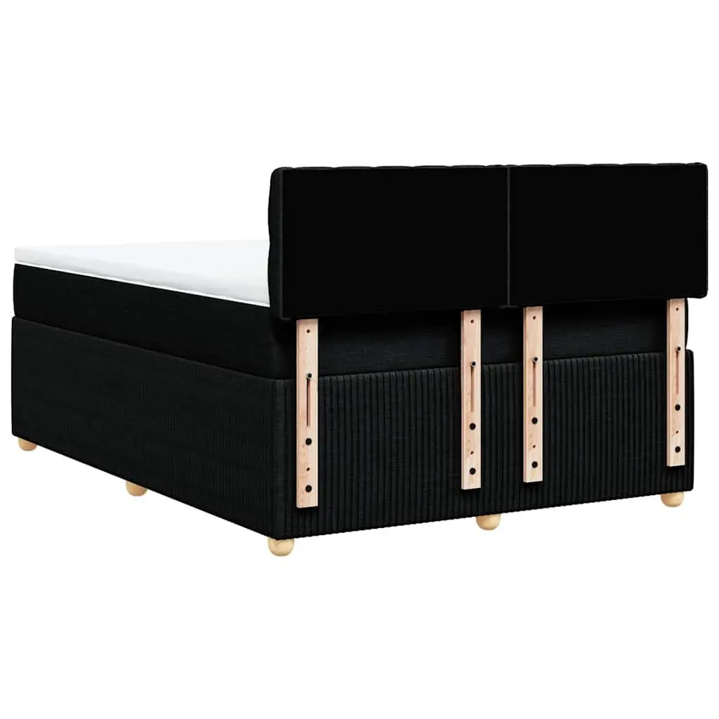 Pocket Spring Mattress Double Bed with Adjustable LED Lights Black Fabric Frame