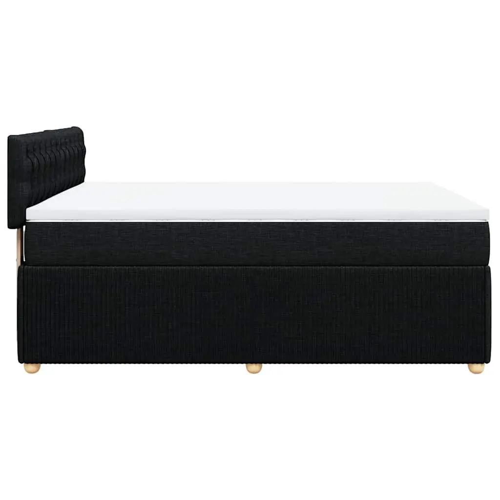 Pocket Spring Mattress Double Bed with Adjustable LED Lights Black Fabric Frame