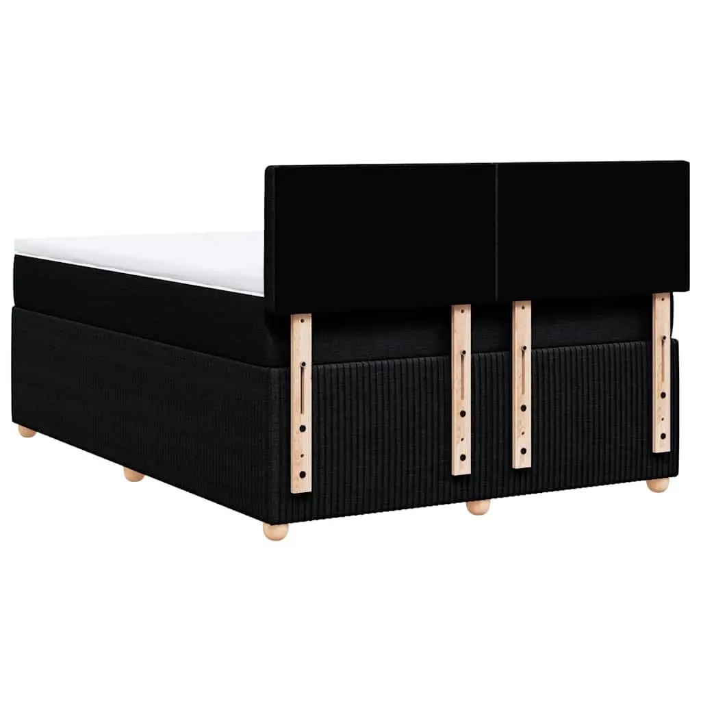 Double Box Spring Bed with Mattress Polyester Fabric Double Black