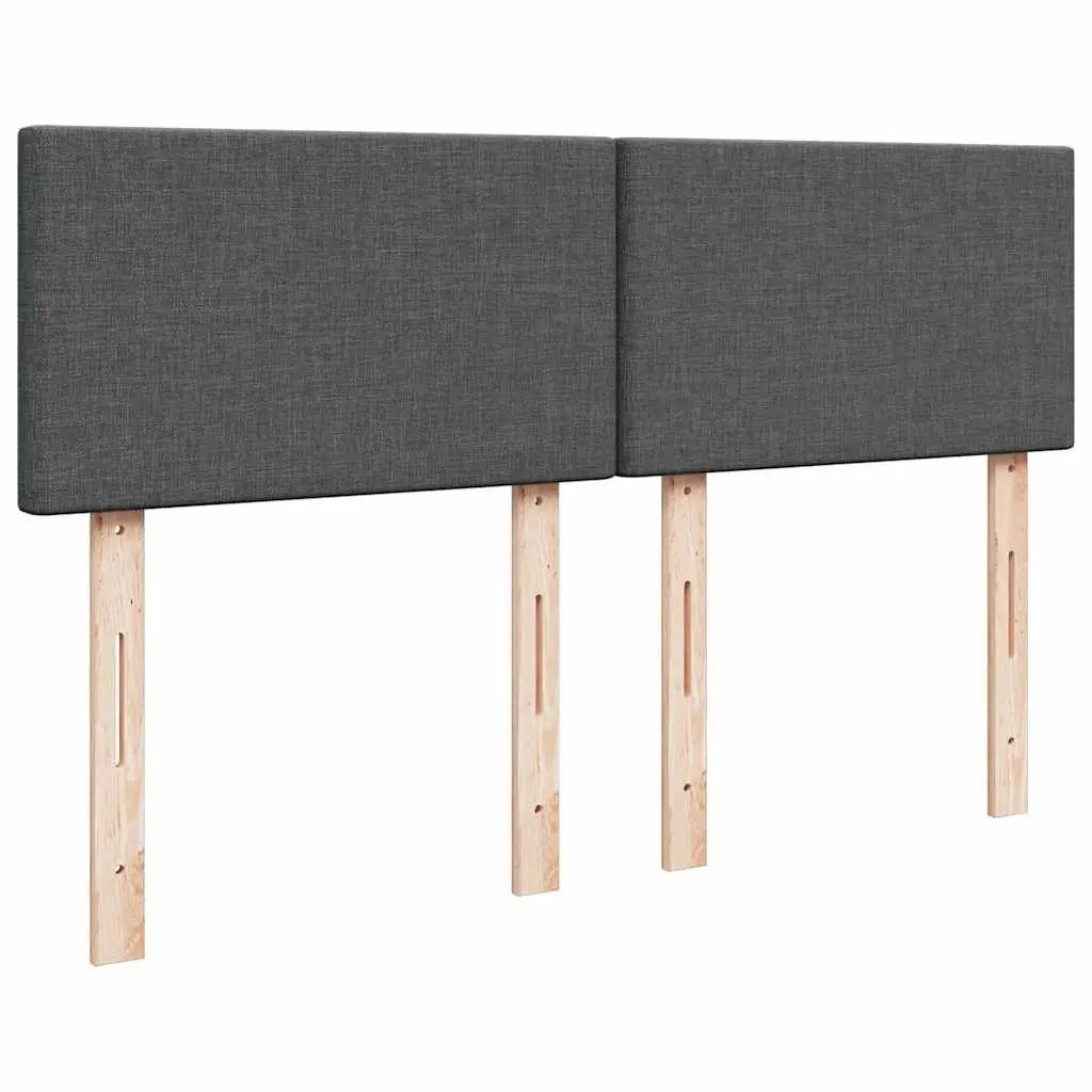 Queen Box Spring Bed Pocket Spring Mattress Dark Grey Fabric with LED Lights