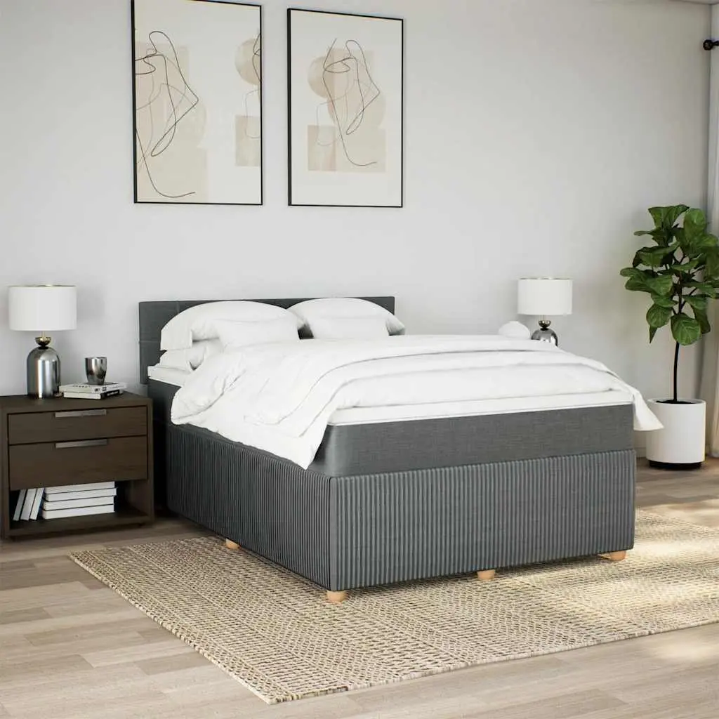 Queen Bed Frame Grey Fabric Pocket Spring Mattress with LED Lighting