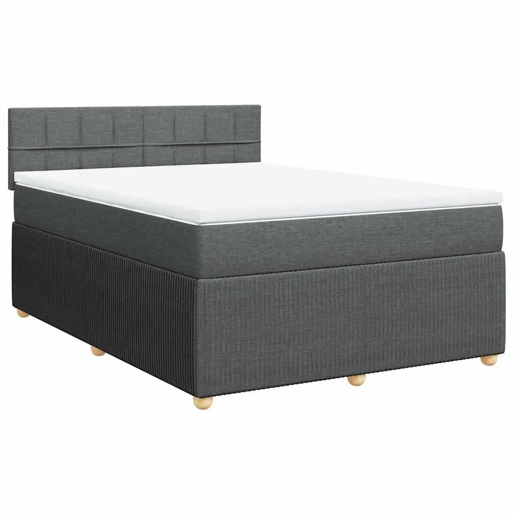 Queen Bed Frame Grey Fabric Pocket Spring Mattress with LED Lighting