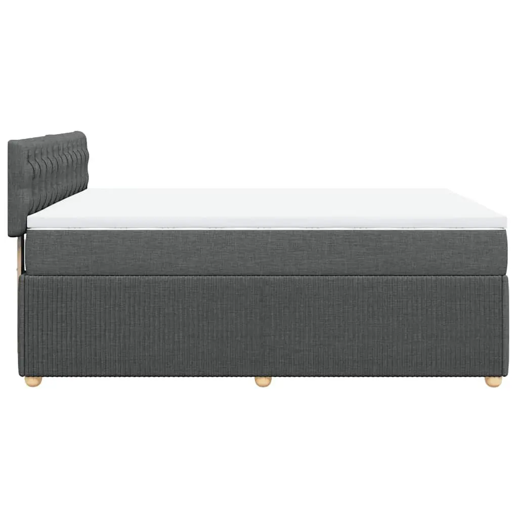 Queen Box Spring Bed Pocket Spring Mattress Grey Fabric with LED Lights