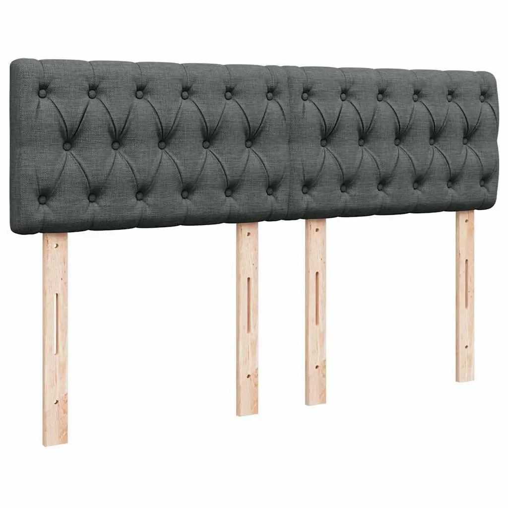 Queen Box Spring Bed Pocket Spring Mattress Grey Fabric with LED Lights