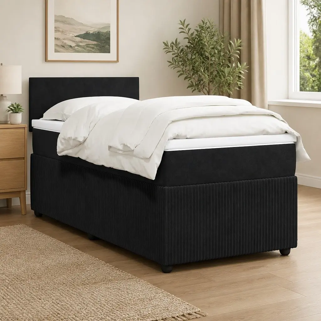 King Single Bed Velvet Pocket Spring Mattress with LED Lights Grey