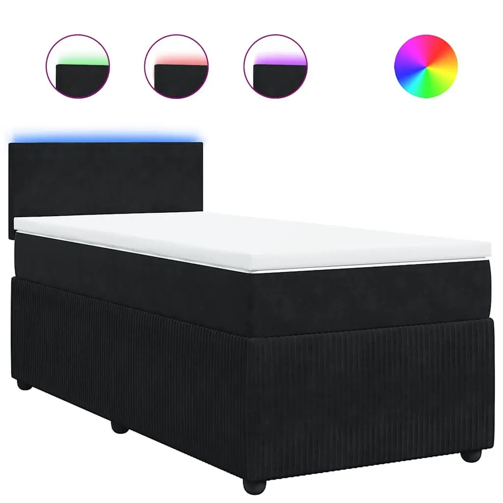 King Single Bed Velvet Pocket Spring Mattress with LED Lights Grey