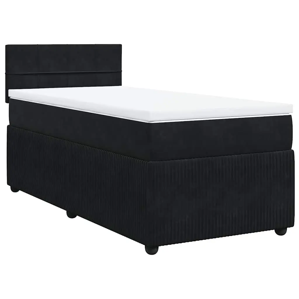 Box Bed Velvet Grey Pocket Spring Mattress King Single with Integrated LED Lighting