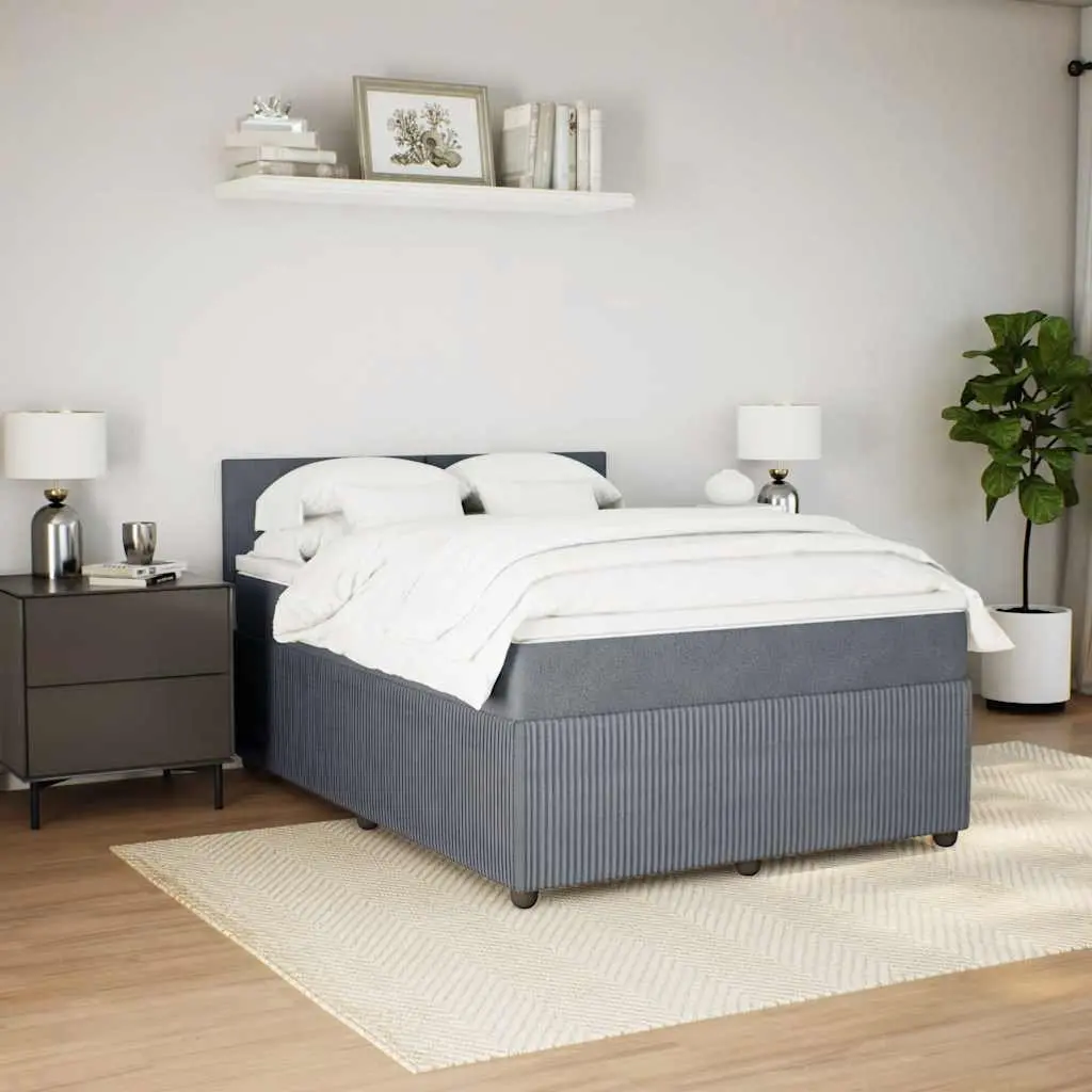Double Box Spring Bed Pocket Spring Mattress Velvet Double Grey