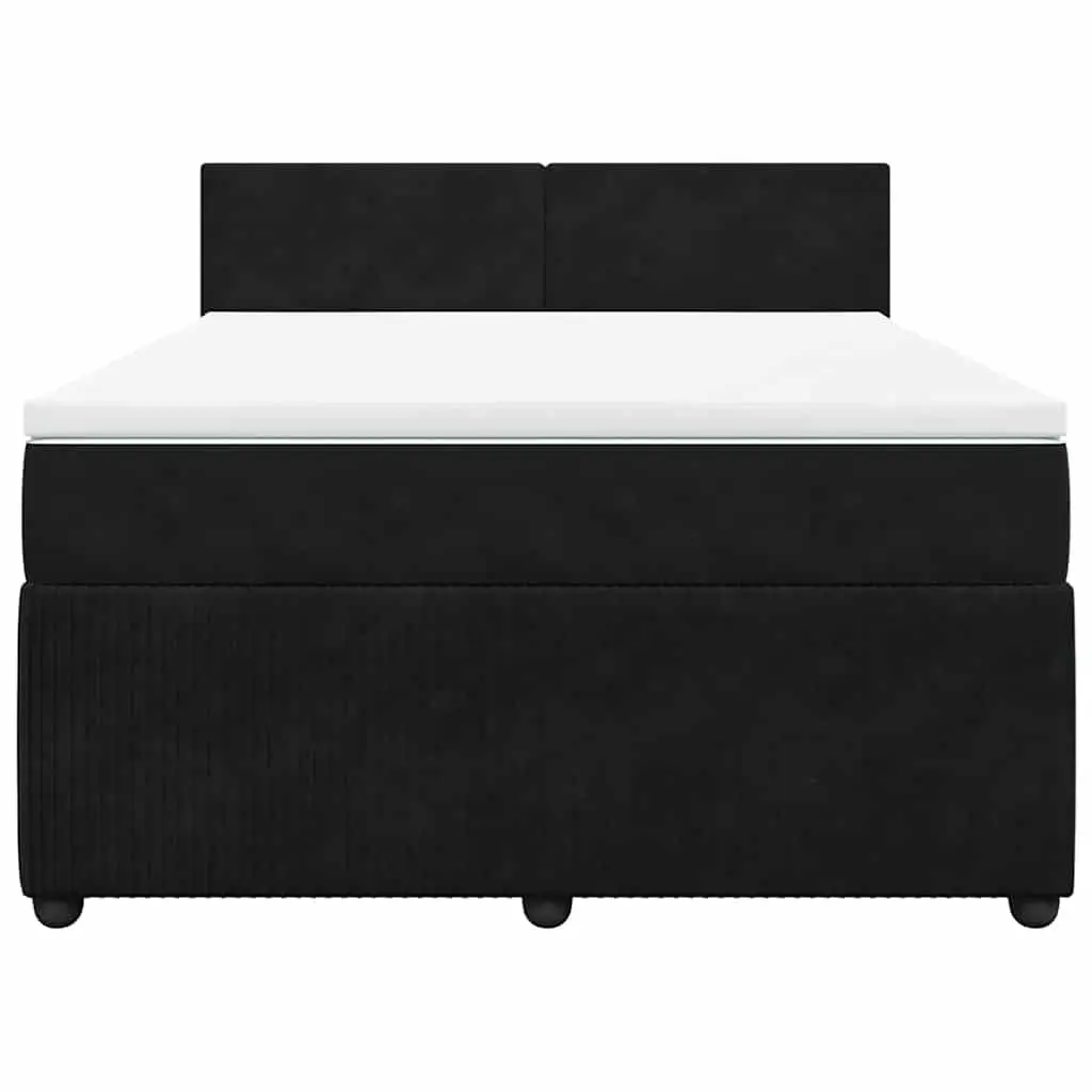 Box Spring Bed Pocket Spring Mattress Velvet Grey Double with LED Lights