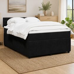 Box Spring Bed with Pocket Mattress and LED Lights