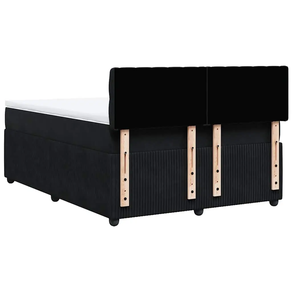 Box Spring Bed Velvet Grey Double with Pocket Mattress and LED Lights