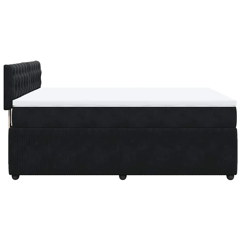 Box Spring Bed Velvet Grey Double with Pocket Mattress and LED Lights
