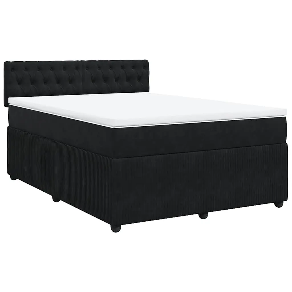 Box Spring Bed Velvet Grey Double with Pocket Mattress and LED Lights