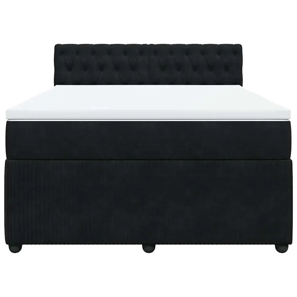 Box Spring Bed Velvet Grey Double with Pocket Mattress and LED Lights