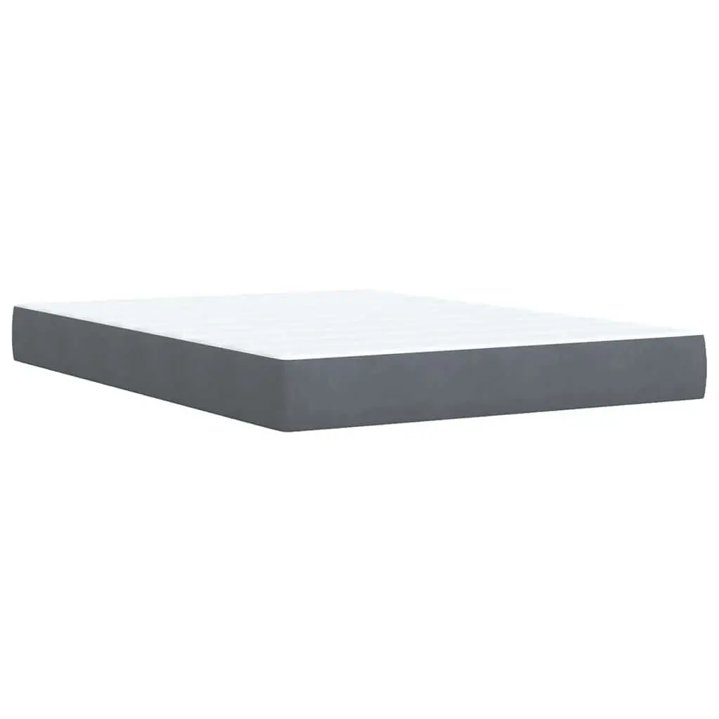 Box Spring Bed Pocket Spring Mattress Velvet Double Grey with LED Lights