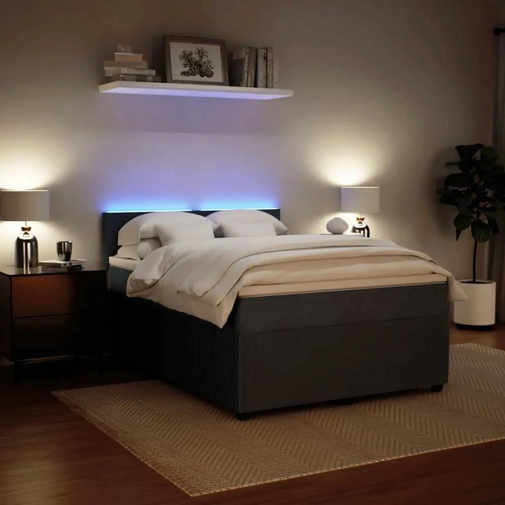 Queen Box Spring Bed Velvet Upholstered Pocket Spring Mattress Grey