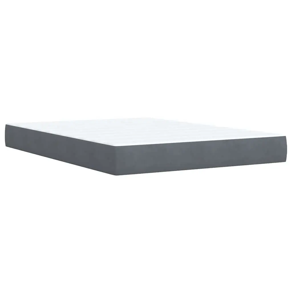 Queen Box Spring Bed Velvet Upholstered Pocket Spring Mattress Grey