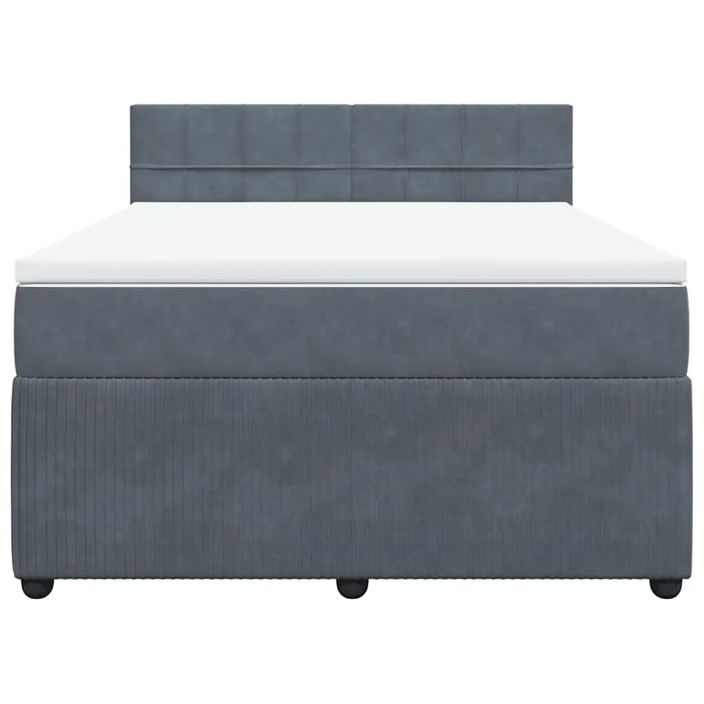 Queen Bed Frame Velvet Grey with Pocket Spring Mattress and Adjustable LED Lighting