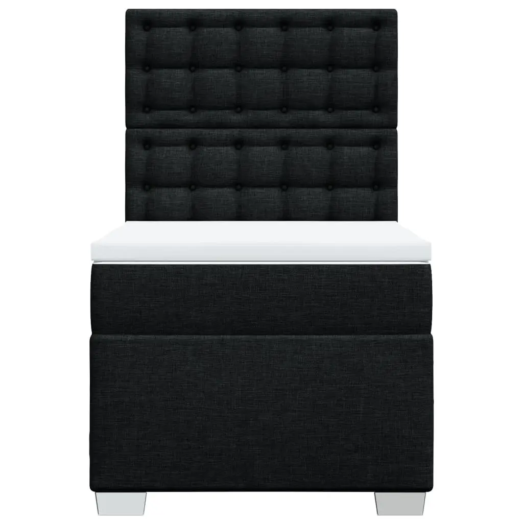 Box Spring Bed King Single Adjustable Headboard Pocket Spring Mattress Black Polyester