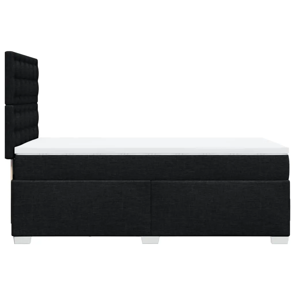 Box Spring Bed King Single Adjustable Headboard Pocket Spring Mattress Black Polyester