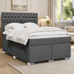 Durable Dark Grey Box Spring Bed for a Comfortable Sleep