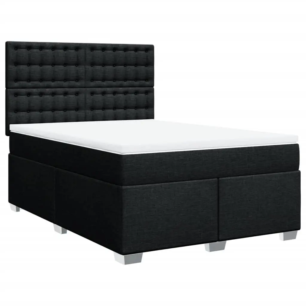 Double Bed Black Fabric Pocket Spring Mattress Adjustable Height Headboard