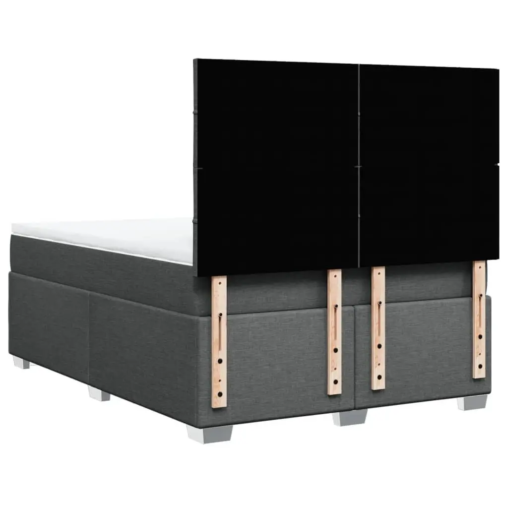 Queen Bed with Pocket Spring Mattress Grey Height Adjustable Headboard Polyester Fabric Slatted Base