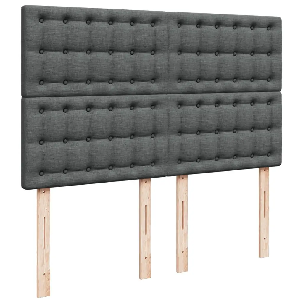 Queen Box Spring Bed with Pocket Mattress Grey Fabric Adjustable Headboard