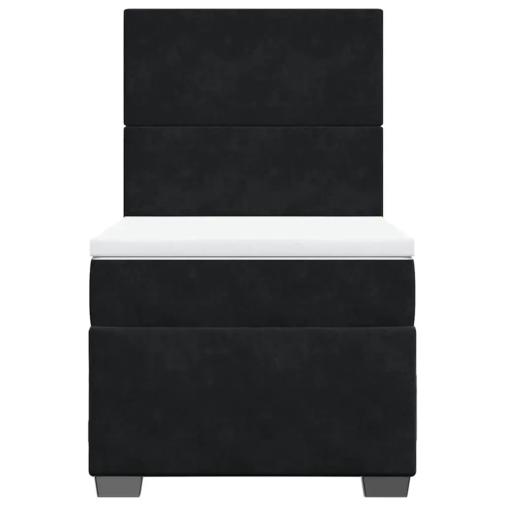 Pocket Spring Mattress Box Spring Bed Adjustable Height King Single Black Velvet Upholstered