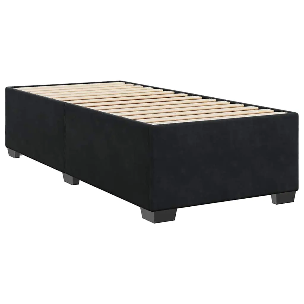 Box Spring Bed Pocket Spring Mattress King Single Height-Adjustable Headboard Velvet Upholstery Black
