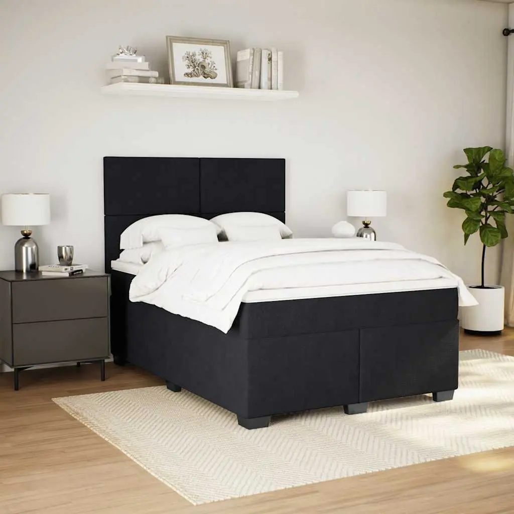 Queen Bed with Adjustable Height Headboard Velvety Soft Pocket Spring Mattress Slatted Base Black