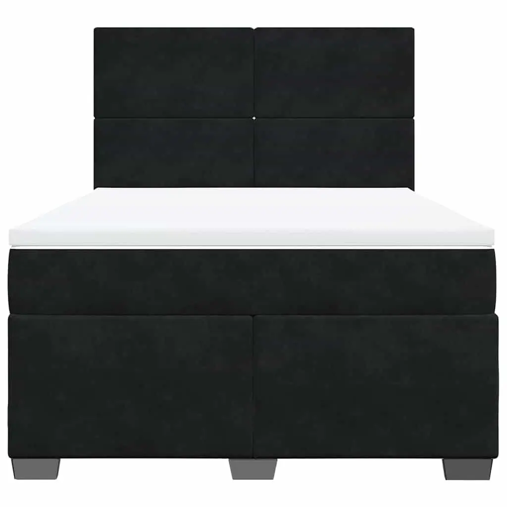 Queen Bed with Adjustable Height Headboard Velvety Soft Pocket Spring Mattress Slatted Base Black