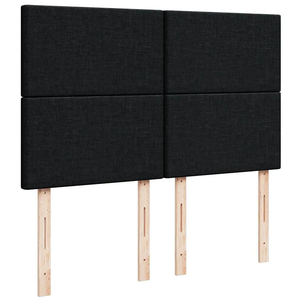 Queen Bed with Adjustable Height Headboard Velvety Soft Pocket Spring Mattress Slatted Base Black