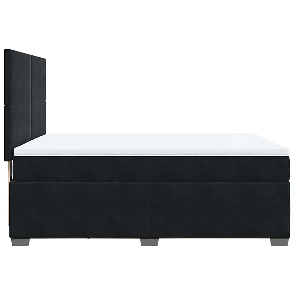 Queen Bed with Adjustable Height Headboard Velvety Soft Pocket Spring Mattress Slatted Base Black