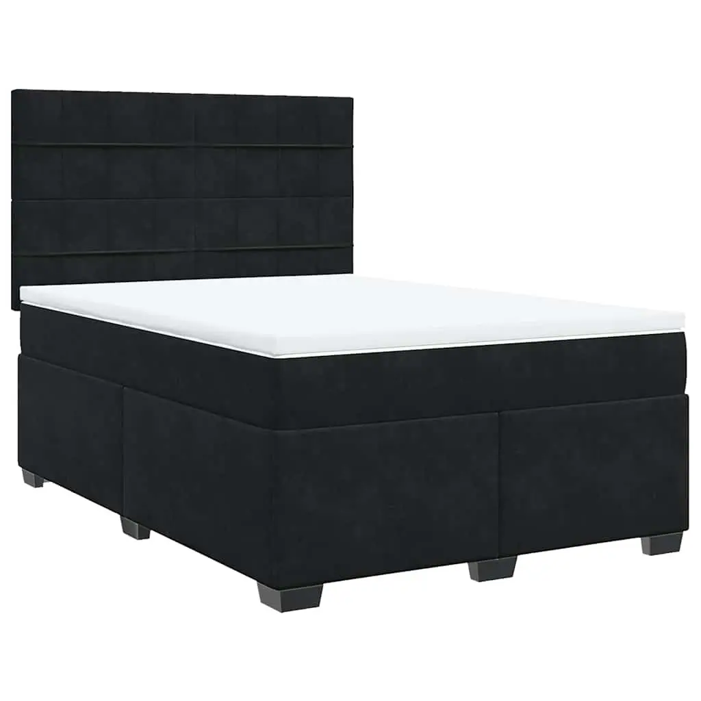 Queen Box Spring Bed with Pocket Sprung Mattress Black Velvet Adjustable