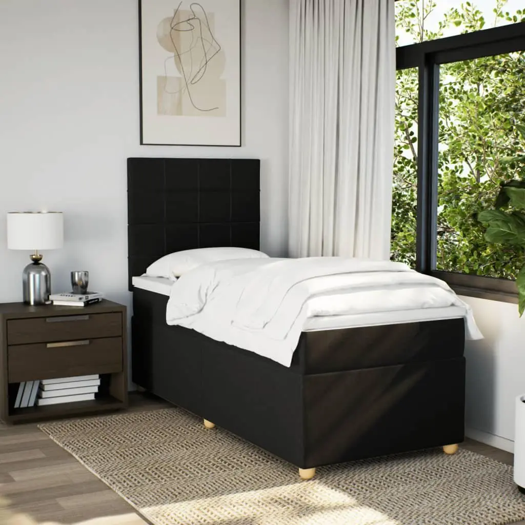 Box Spring Bed King Single Adjustable Headboard Black Fabric Pocket Spring Mattress