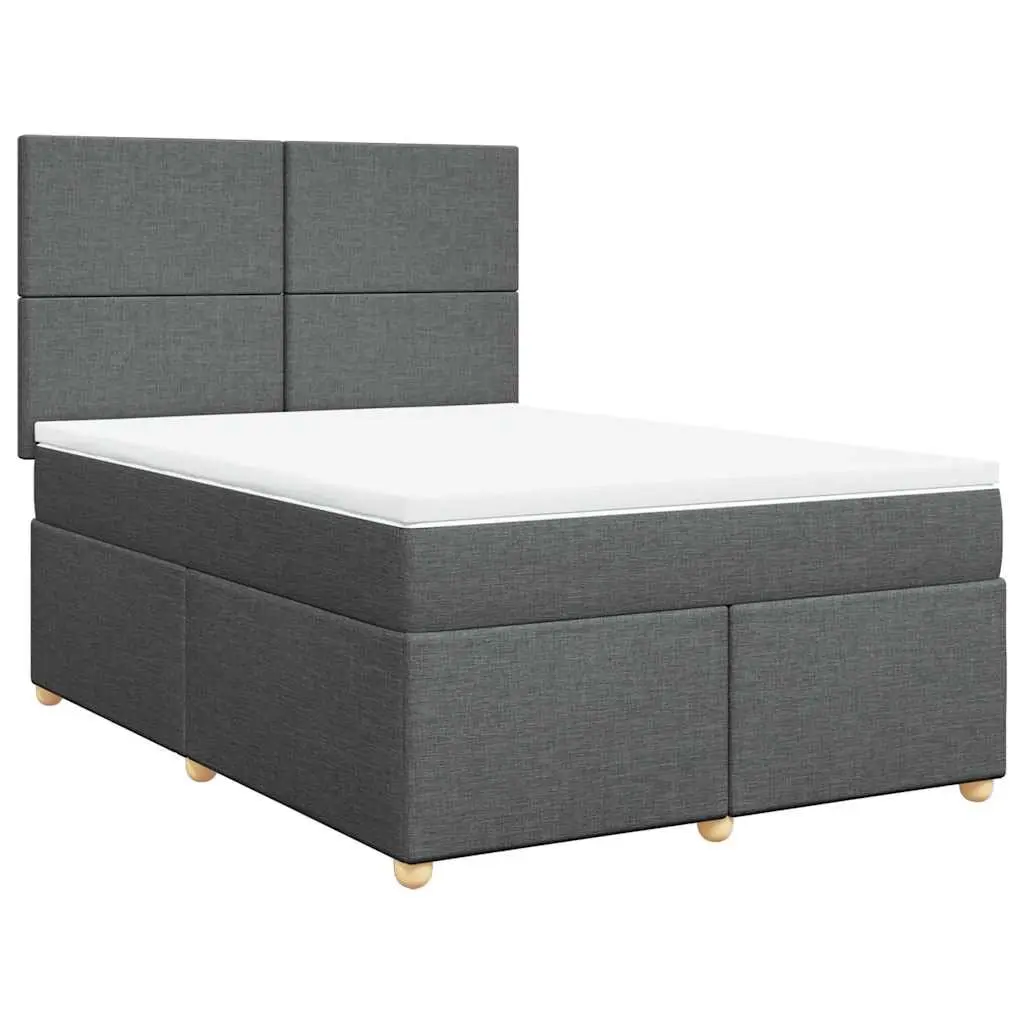 Queen Bed Grey Pocket Spring Mattress Height Adjustable Headboard Slatted Base