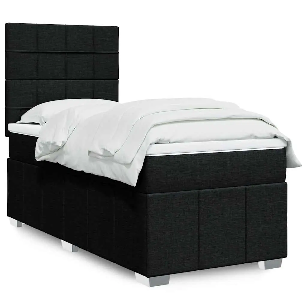 Box Spring Bed Pocket Spring Mattress King Single Height-Adjustable Headboard Black
