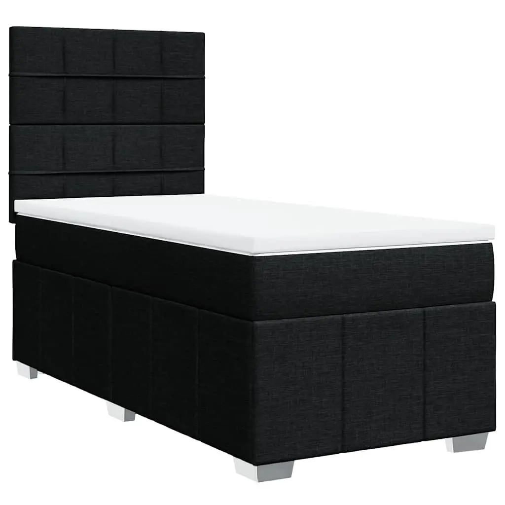 Box Spring Bed Pocket Spring Mattress King Single Height-Adjustable Headboard Black