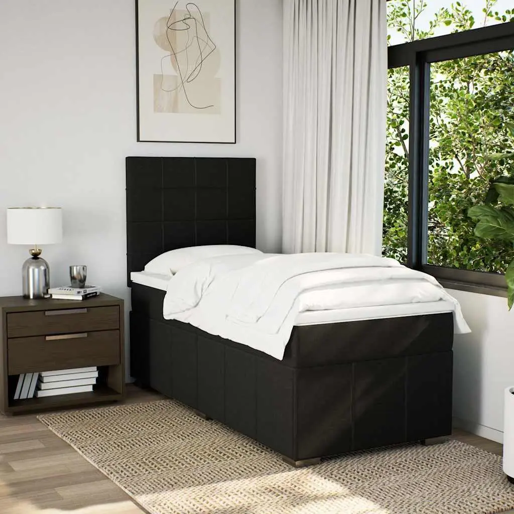 Box Spring Bed Pocket Spring Mattress King Single Height-Adjustable Headboard Black
