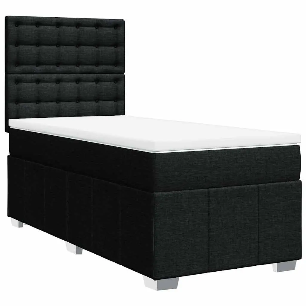 King Single Box Spring Bed Pocket Spring Mattress Height-Adjustable Headboard Black