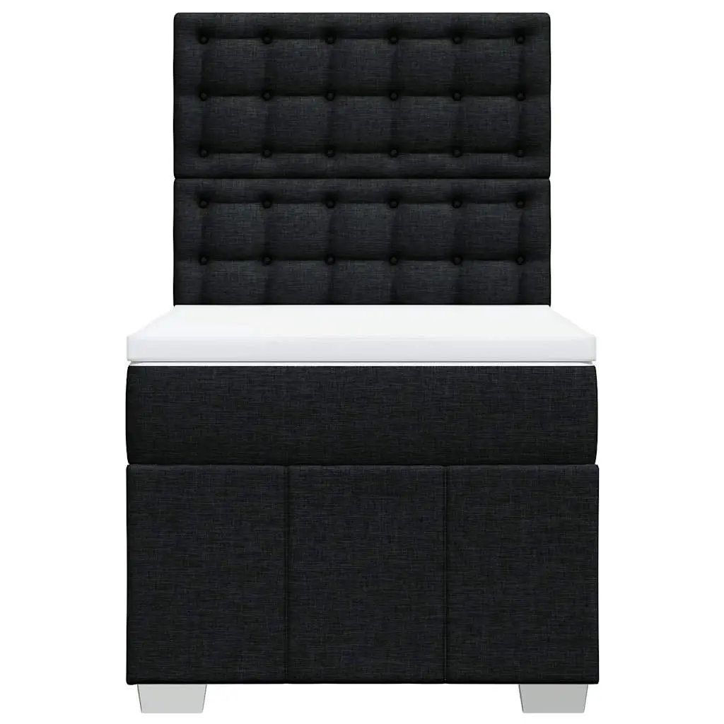 King Single Box Spring Bed Pocket Spring Mattress Height-Adjustable Headboard Black